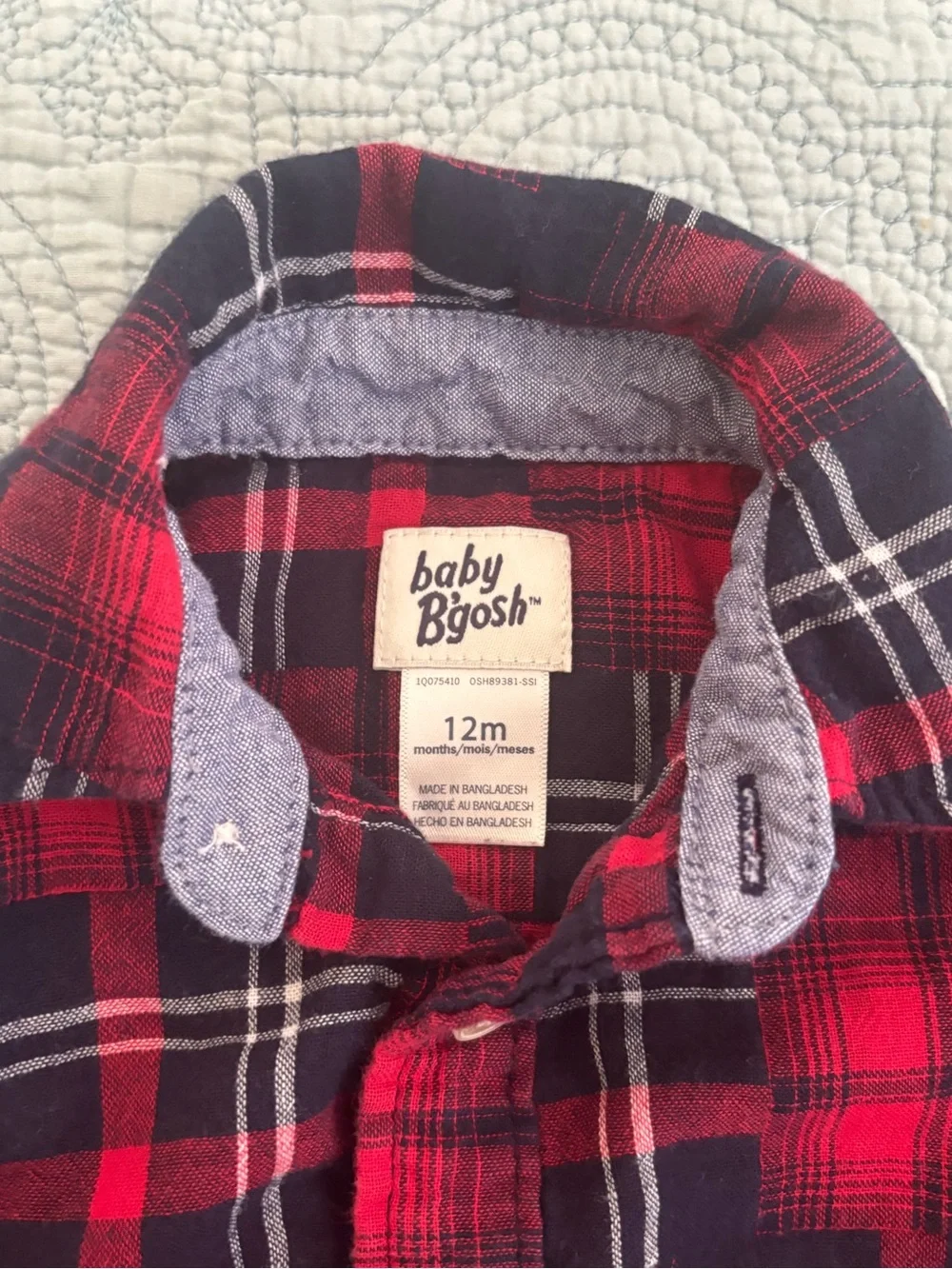 Baby B’gosh Red & Black Plaid Baby Button-Up Onesie